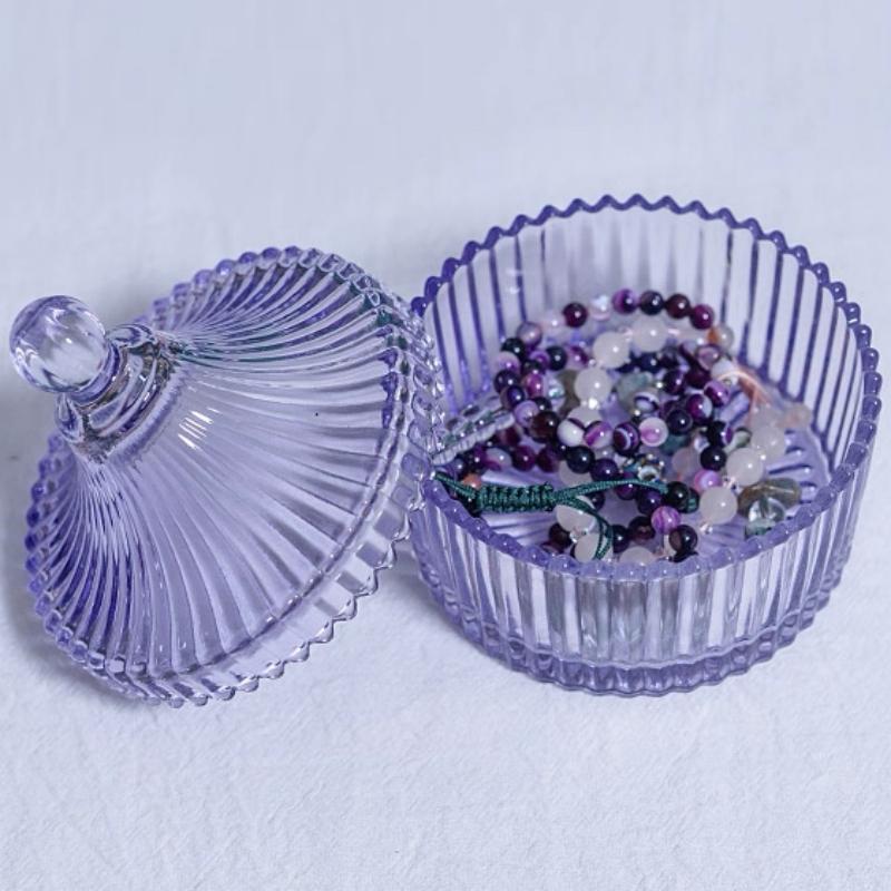 European Retro Cube Crystal Glass Storage Jar,Candy Snack Glass Jar With Lid Aromatherapy Candlestick Container Home Decoration