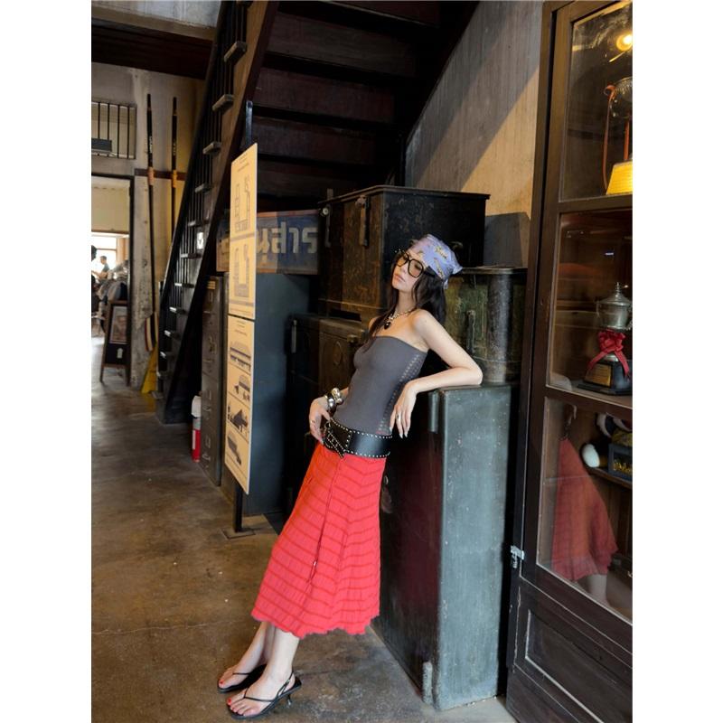 Pure And Seductive Fishnet Knit Slim-fit Tube Top Vest