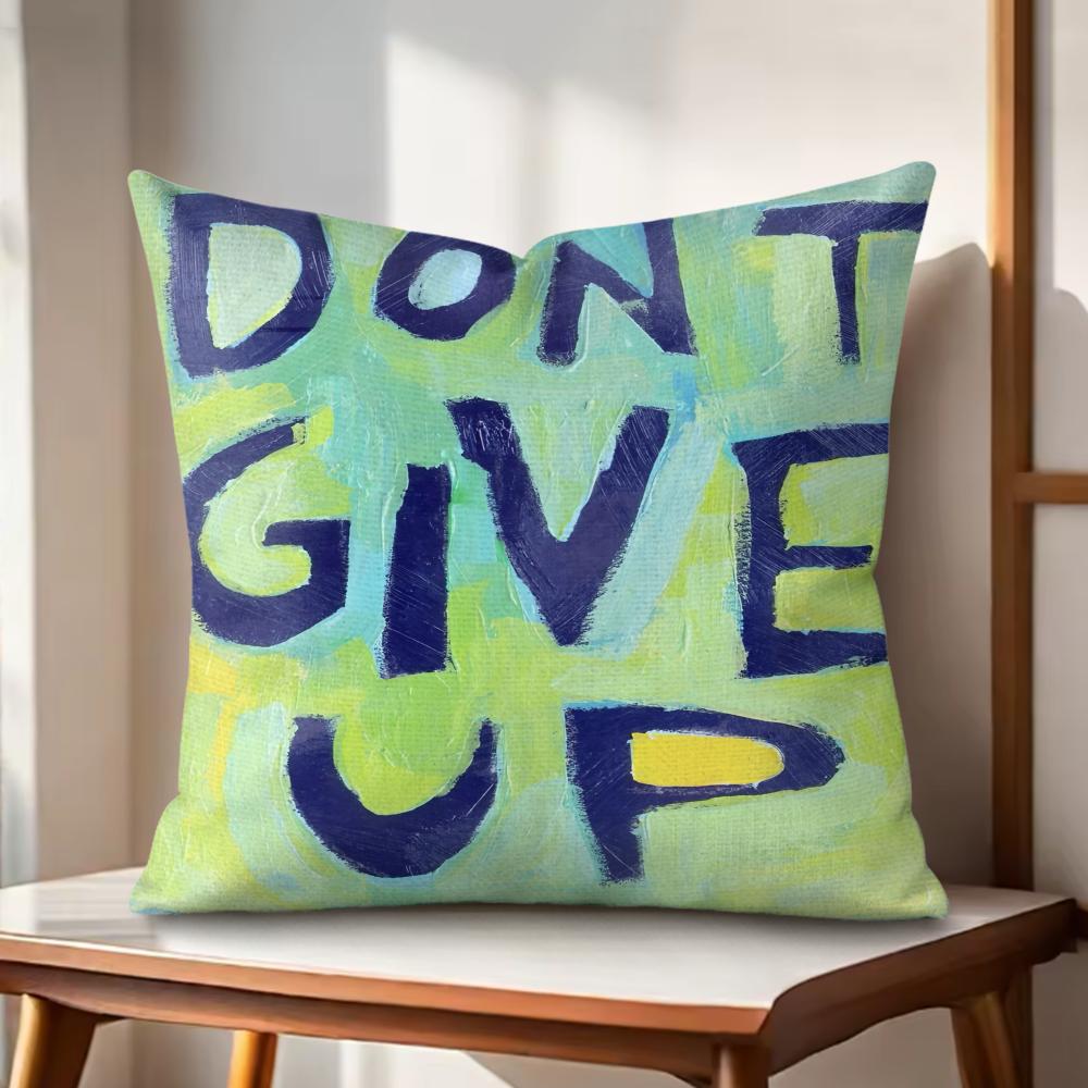 Creative Watercolor Words Cushion Cover Natural Linen Organic Fabric DoubleSided Printing Couch Pillow Covers Home Decor
