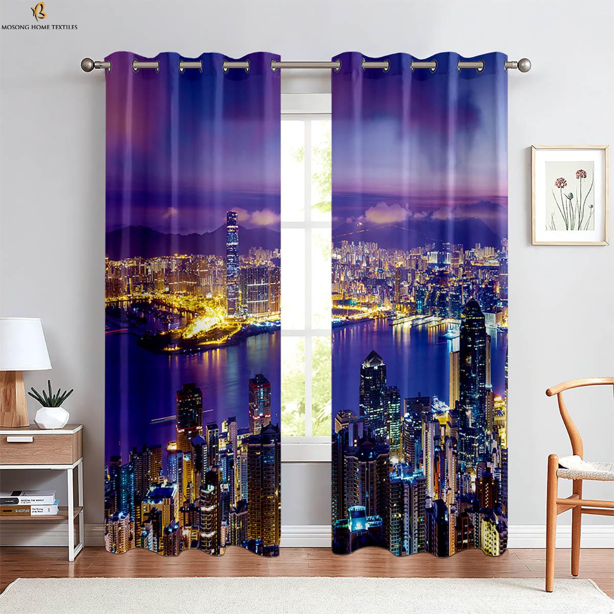 

Высотное здание Городское здание Пейзаж 3D Печать Шторы Спальня Гостиная Кухня Декоративные Шторы 2 Части W50xH130(CM)x2PCS&Rod pocket