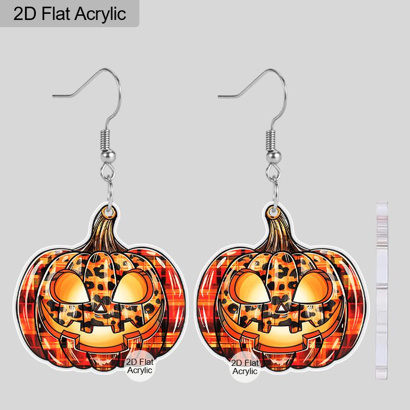 

Плоские милые акриловые серьги-подвески на Хэллоуин с леопардовым принтом и тыквой для женщин, осенние аксессуары с тыквой, шармы, ювелирные изделия, подарки