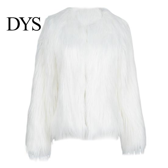 Women Faux Fur Jacket Women's Warm Plush Round Neck Coat Autumn Winter Fashionable Long Sleeve Solid Color Furry for Casual Street Wear Shopping