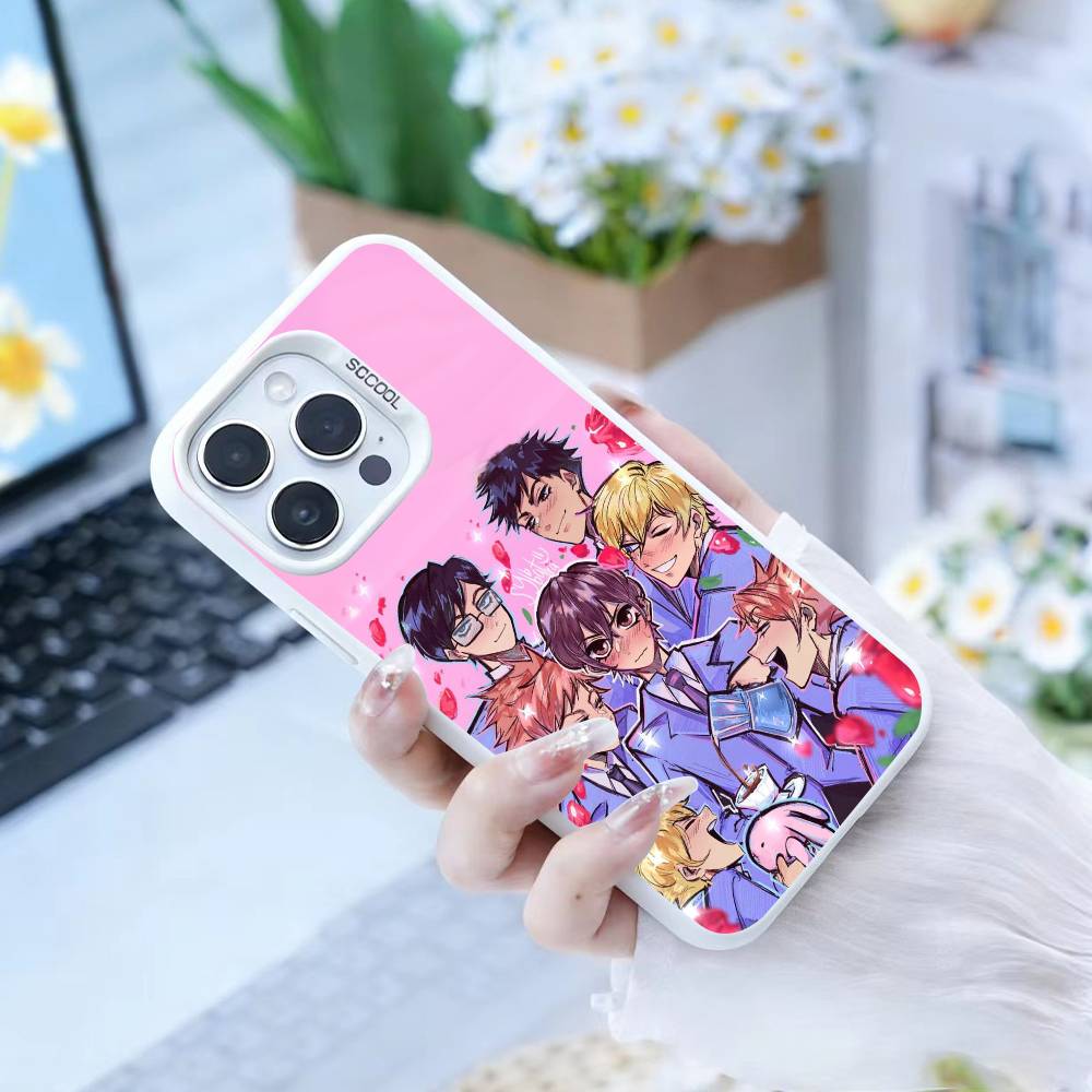 Ouran High School Host Club Coque de téléphone pour iPhone 16,15,14,13,12,17,Pro,MAX blanc Mate antichoc
