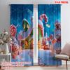2pcs,2D Plane Printing Minimalist Curtains Christmas Red Truck Versatile Durable Polyester (without Rod) Holiday Ldeal for