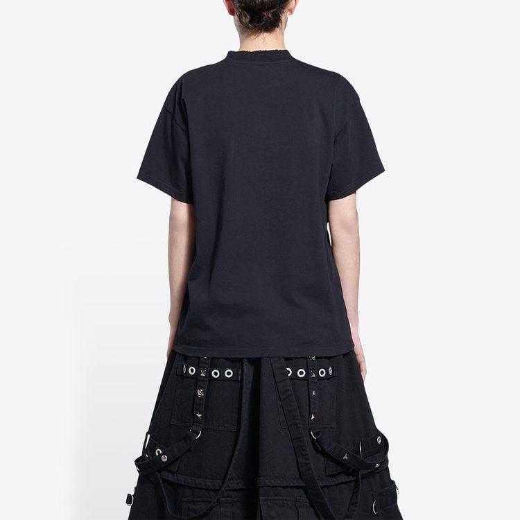 Balenciaga SS22 Drop Shoulder Sleeve T Shirt Women's Black 612965TLVF11069
