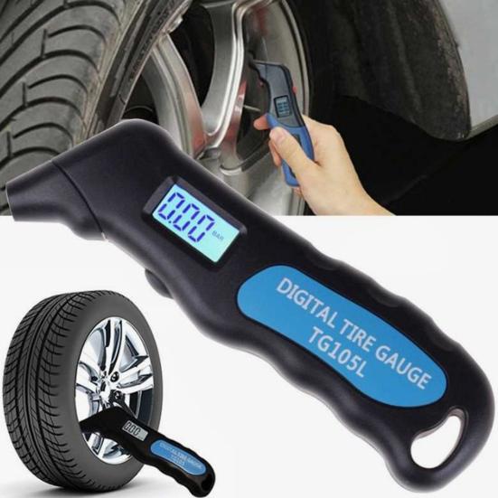 Car Diagnostic Instrument Digital Tire Pressure Gauge with Unit Switching PSI BAR KPA KG/O LED Flashlight Safety Hammer High Accuracy Portable Tool