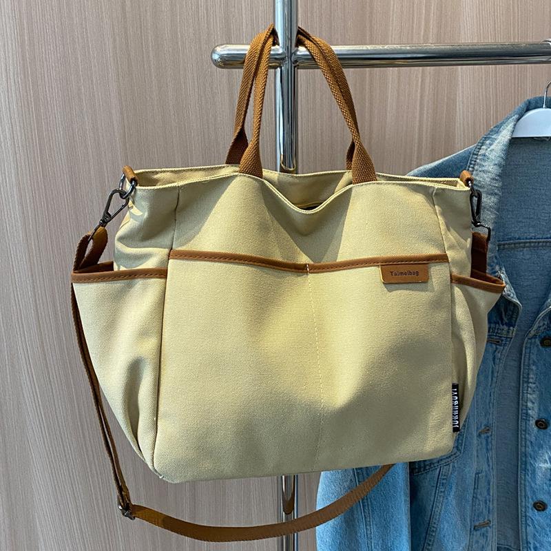 

Женская универсальная холщовая сумка, ручная сумка-тоут, большая вместимость, однотонная, на одно плечо, сумка через плечо