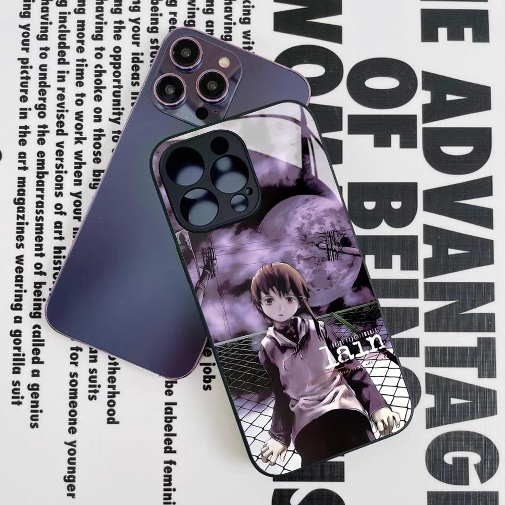 S-Serial E-Experiments L-Lain Phone Case for Iphone 17 16 15 14 12 11 13 Pro Max Mini X Air Puls Black Glass Cover