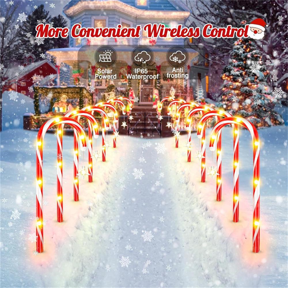 Christmas Candy Cane Lights Outdoor Christmas Decorations Waterproof Holiday Ambiance Light Snowman Pathway Lamp for Lawn Yard
