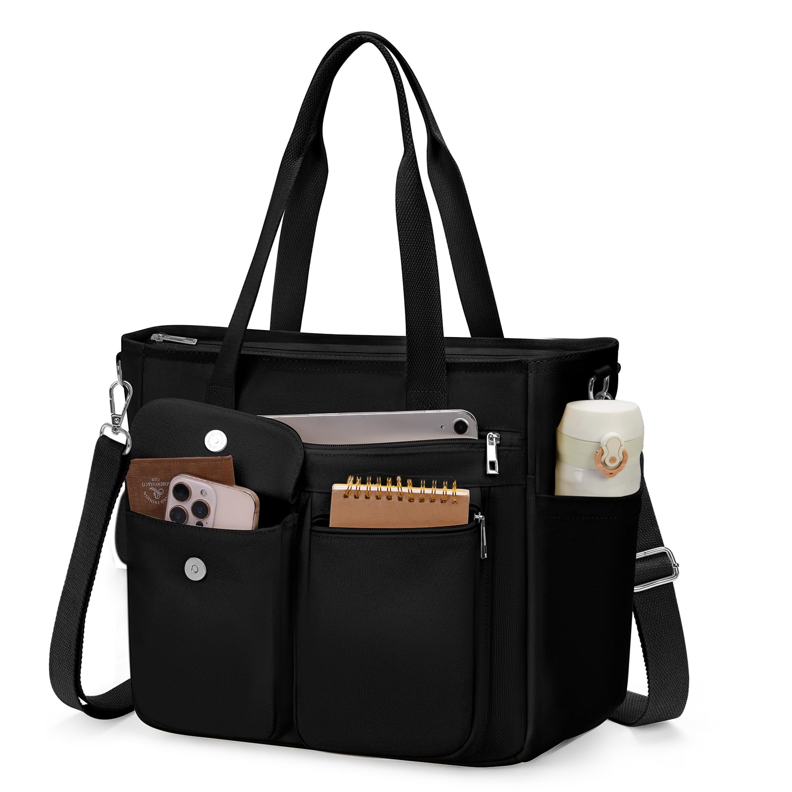 

Сумка-тоут Dakuly для чоловіків і велика з плечовим Ідеально підходить для і чорних жінок, полотно, місткість, ремінь, поїздок, школи, подорожей, чорний