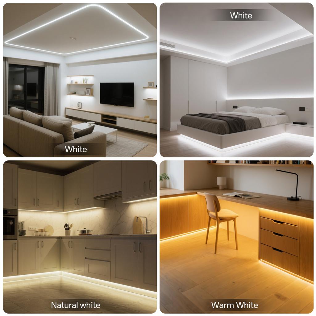 Fireproof Silicone LED Neon Light Strip 220V EU Plug In Self-Adhesive Even Glow COB LED Tape For Room Kitchen Outdoor Garden