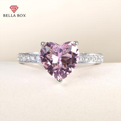 Heart Shaped Women Rings Silver Color Brilliant White Pink Zircon Stone Stylish Accessories For Party Fashion Jewelry