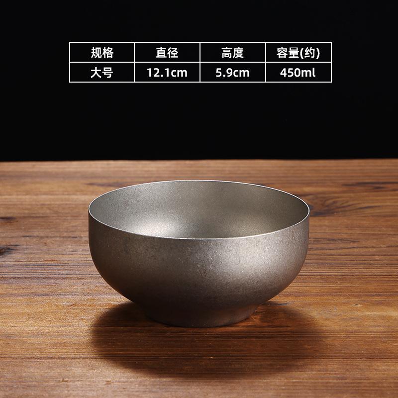 Retro Single-layer Stainless Steel Rice Bowls Sauce Bowl Mini Deep Hot Pot Barbecue Snow Gray Soup Fruit Dishes Tableware