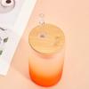 Gradient Color Water Bottle with Straw Juice Glasses with Wooden Lid Beer Wine  Milk Mocha Bubble Tea Cup Ice Cola Glass Cup