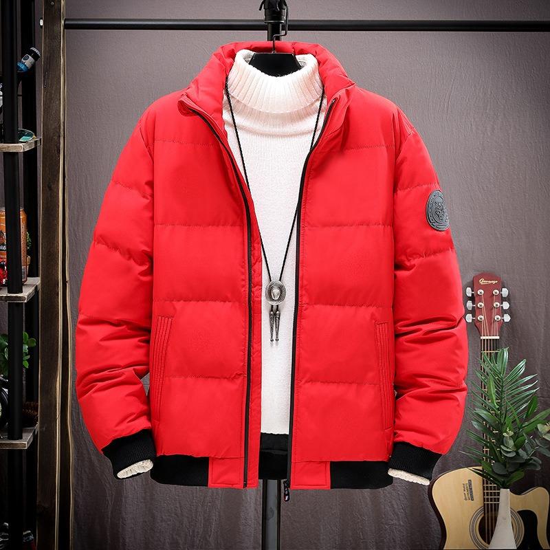 Padded-on men's winter new thickened padded jacket short stand-up collar loose casual feather jacket men's jacket trend