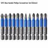 PH2 Blue Skin Phillips Screwdriver Bits Set - 7 Pieces with Hex Shank (25mm To 150mm)
