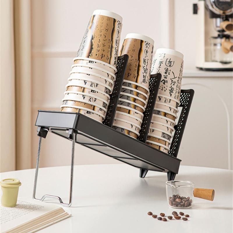 Disposable Cup Dispenser and Lid Storage Rack Cup Dispenser Cup Rack for Kitchen Bar or Break Room Organization