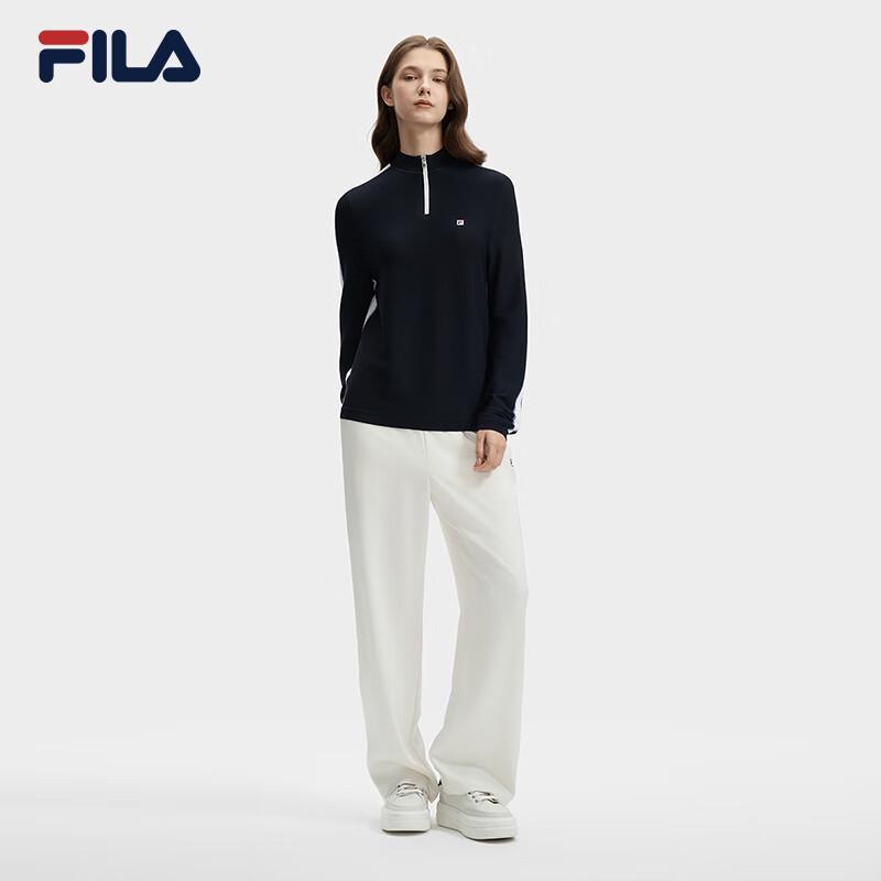 FILA Women's Casual Half-Placket Knitted Sweater