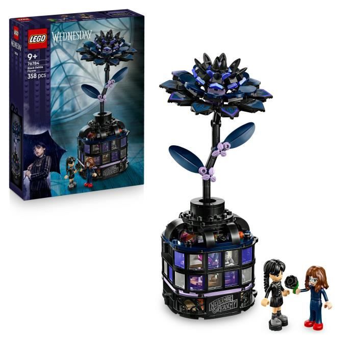 LEGO Mercredi 76784 Le Dahlia Noir - Jeu de Construction des 9 ans - Fleur Artificielle