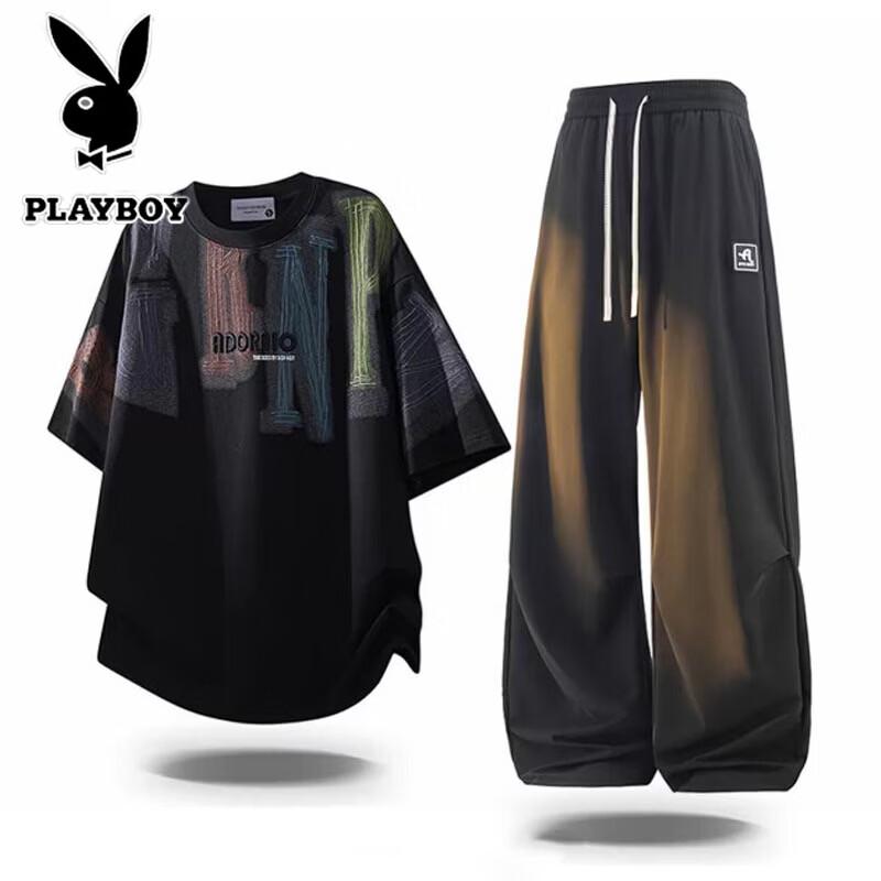 PLAYBOY Men s Summer Casual Two-Piece Set 2XL