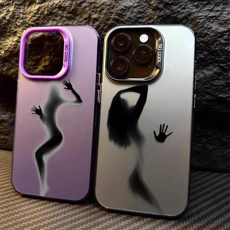 Sexy Phantom Style Phone Case for iPhone 16 15 14 13 12 11 Pro Max XS X XR 8 7 Plus  Plating Matte Shockproof Back Cover