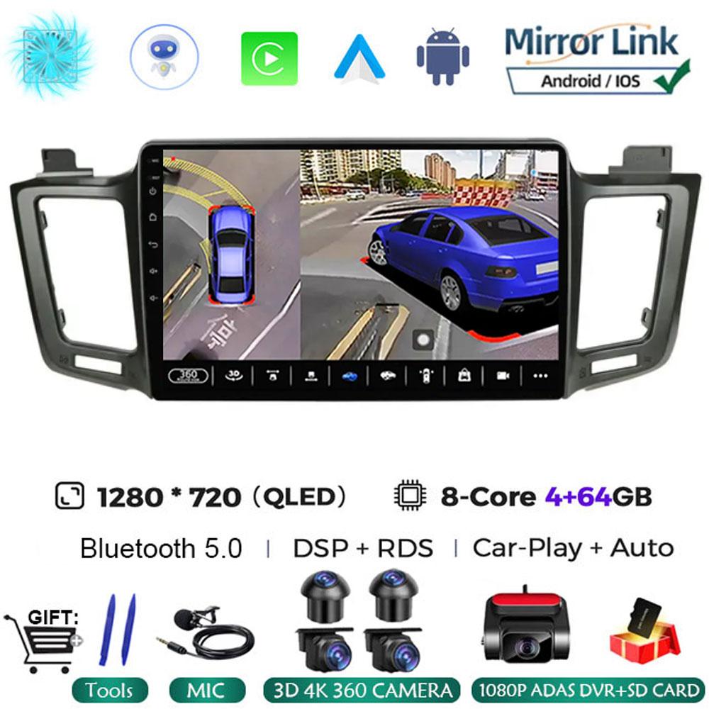 Android 14 Car Radio For Toyota RAV4 RAV 4 2013 2014 2015 2016 2017 Multimedia Player 4G Carplay GPS Stereo Head Unit Auto