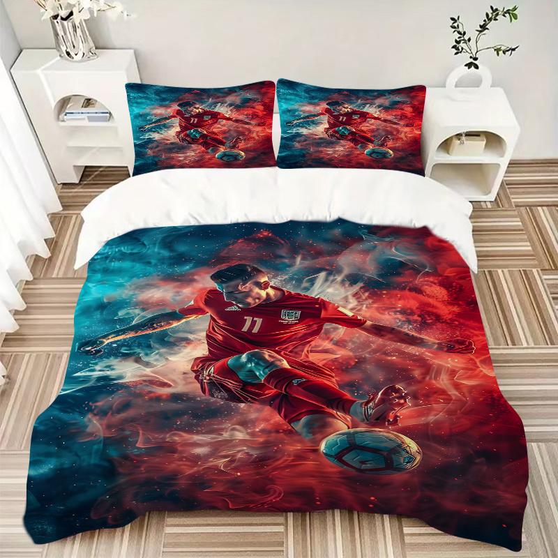 3pcs England Football Player Artwork Home Bedding Set-Perfect for Bedroom, Guest Room, Living Room, Hotel Decor-Ideal Gift for Fans, Travele