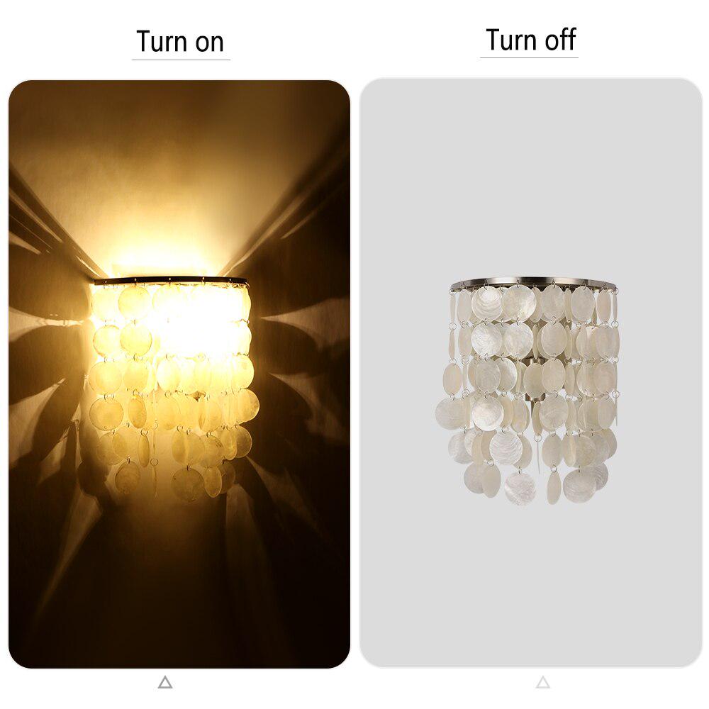 Modern Simple White Natural Shell Loft LED E27 Wall Lights Living Room Bedside Lighting Wall Lamp