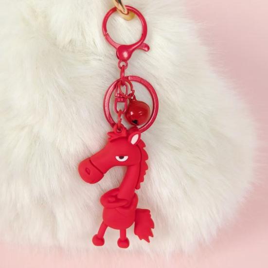 Cool Horse Keychain Cute Cartoon Horse Charm Keychain Metal Keyring with Bell Keychain for Backpacks Handbags
