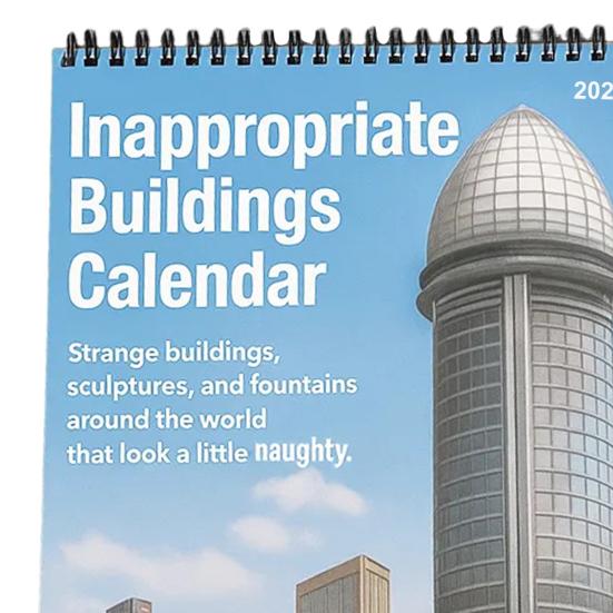 Funny Building 2026 Calendar Jan. 2026 - Dec. 2026 12 Monthly Planner White Elephant Gag Gifts for Home Office Wall Decor