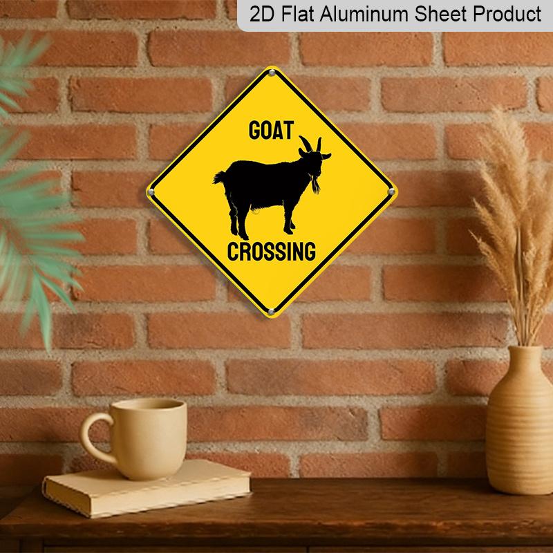 2D Flach 1 Stück, Ziegenüberquerung Diamant-Aluminiumschild - Metall-Warnschild, Rostfreie Farm- & Ranch-Dekoration für Auffahrt, Weide, Scheune, Ländlicher Hof