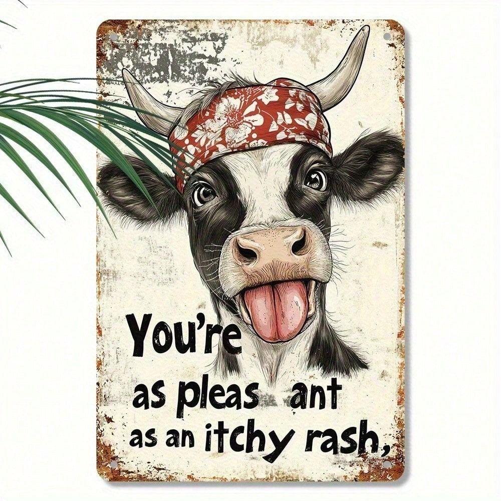 Vintage Metal Wall Art Cow Decor for Kitchen Bar Home