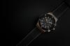 NEW model Hyakuichi wristwatch 100m waterproof chronograph date display pink gold carbon black leather belt [HYAKUICHI 101]