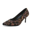 Women's Pointed Toe Slip-On Shoes Medium Heel Spring New Fashion Leopard Print Versatile Commuting Shoes Size 35-42 Pumps