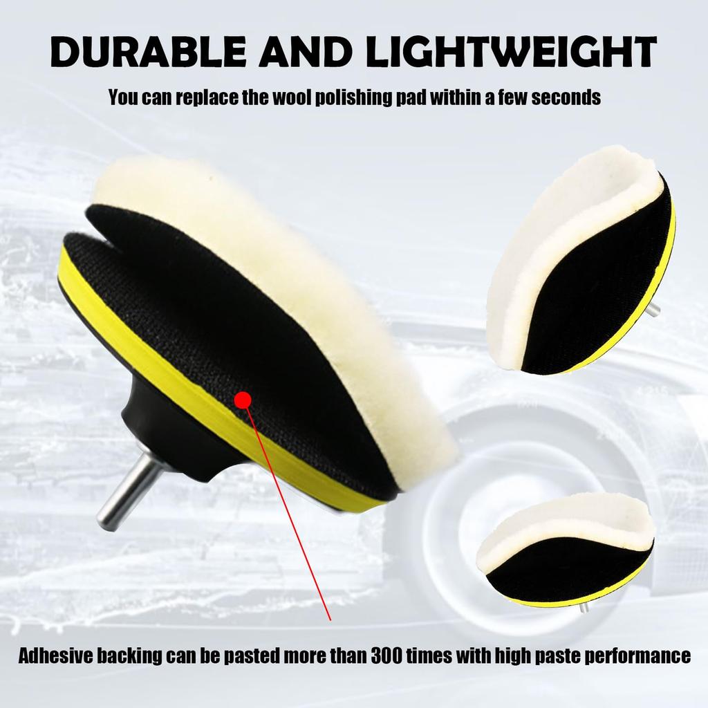 GKmow Car Polisher Buffer Drill Polishing Pad Set 4.95" Imitation Wool Fiber Polishing