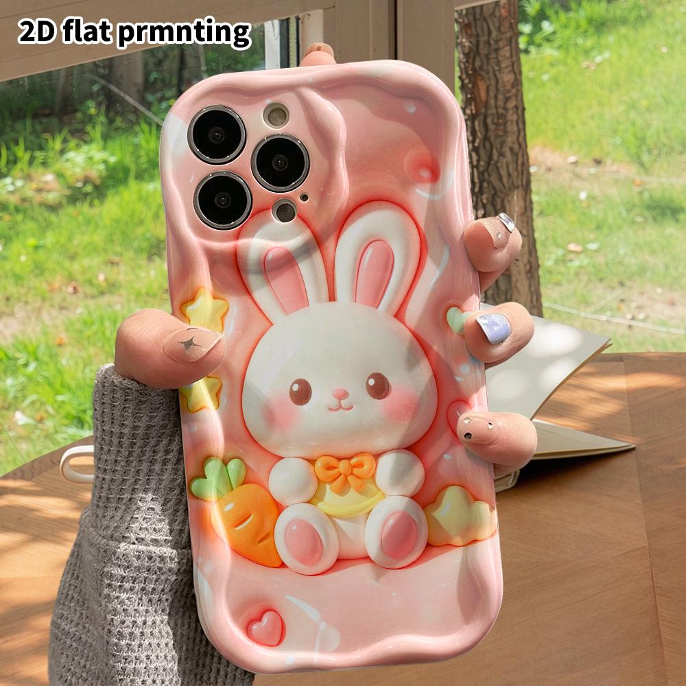 Phone Case: 2D Flat Design, Suitable for iPhone 18, 17, 16, 15, 14, 13 Pro Protective Cases, with Droopy-eared Little Bunny, Perfect Christmas and Hal