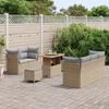 Set de Canapé de Jardin vidaXL 8 Pièces avec Coussins Beige Poly Rattan Acacia, Set de Salle à Manger de Jardin vidaXL 3 3363382