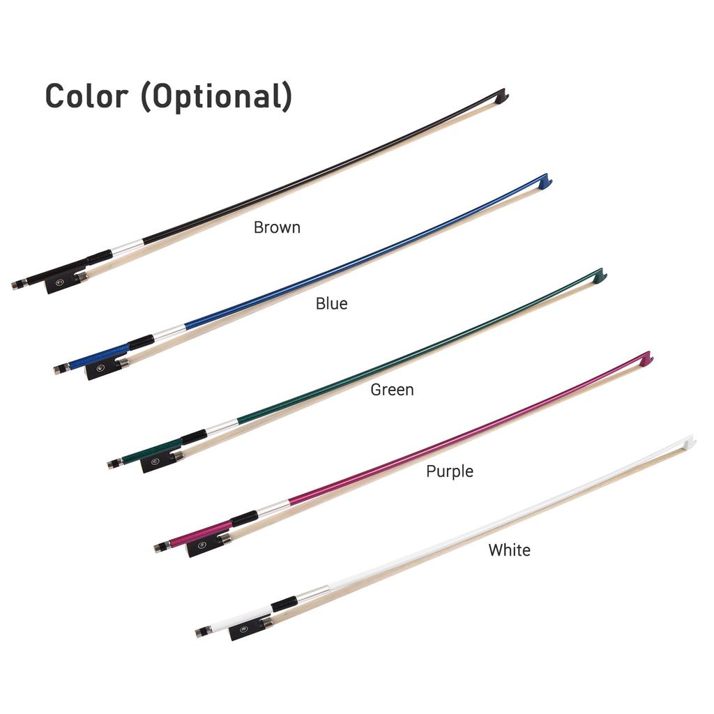 4 4 Violin Fiddle Bow Carbon Fiber Round Stick Ebony Frog White Horsehair Well Balanced Violin Bow