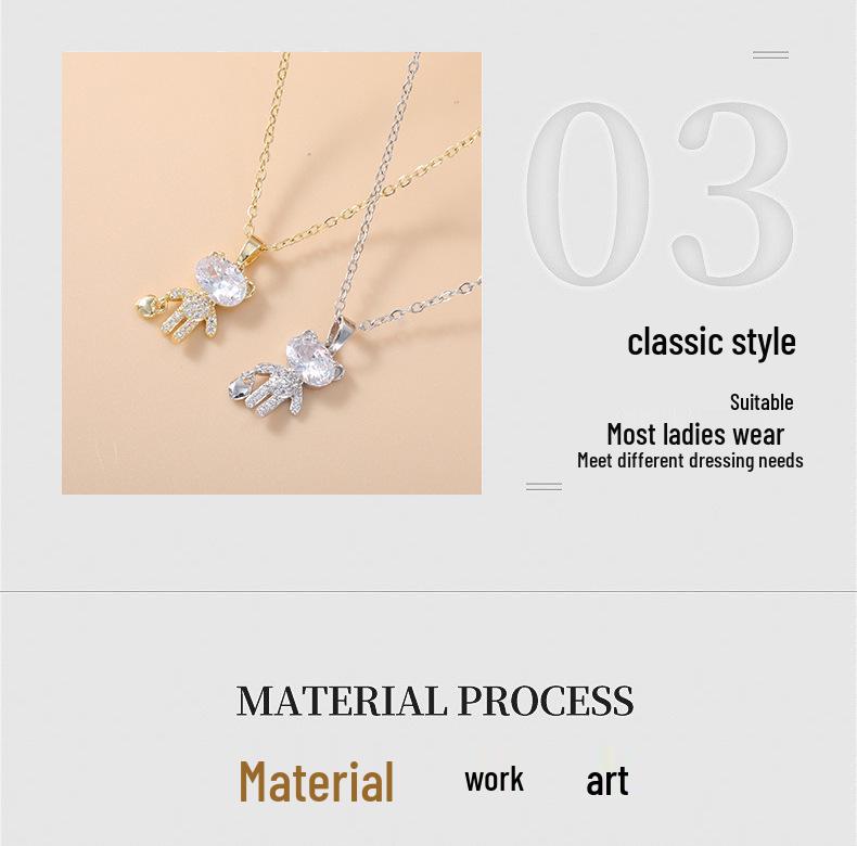 Collier pour femme en cuivre pur avec pendentif ourson en zircon micro-incrusté: Bijoux de chaîne claviculaire hip-hop luxueux, de niche et polyvalents