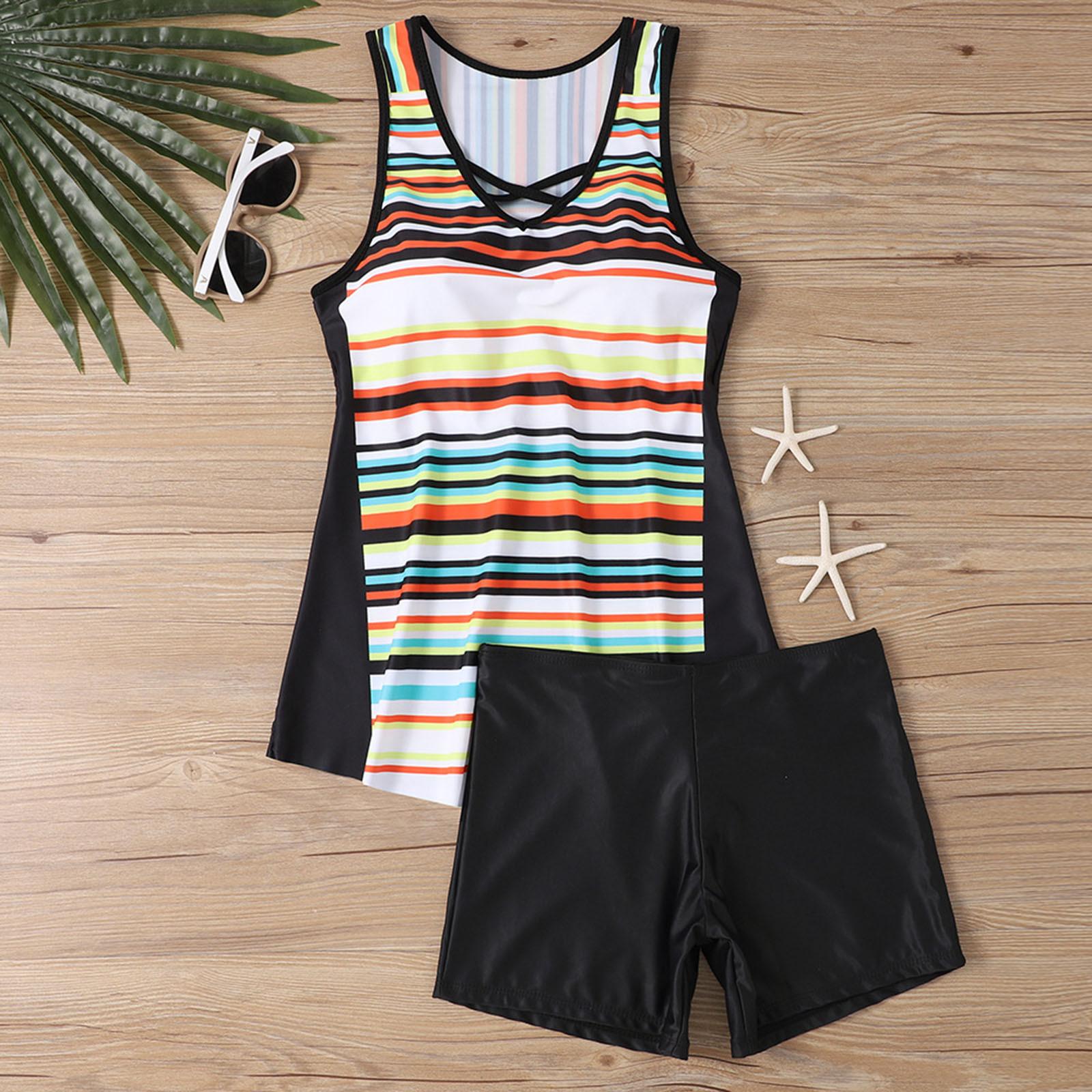 

Women s Split Fashion Sexy Printed Skirt Swimsuit With Chest Pad Without Steel Support XXL помаранчевий