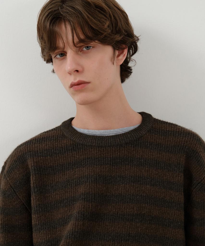 Wednesday Oasis Hush Hazzi Stripe Round Knit_Brown(Wc25-Kn60)