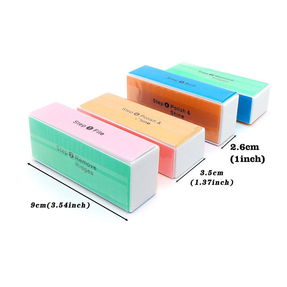 Colorful Four-Sided Nail Polishing Block - Four-Step Nail File and Buffer