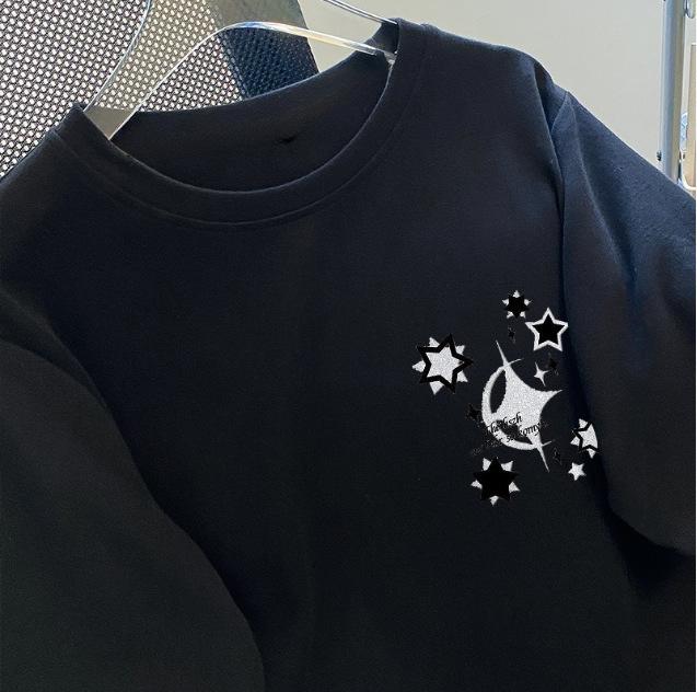 American Retro Short-sleeved T-shirt Cotton Summer Loose Printing Plus Size Versatile Slim Round Neck Shirt Short-sleeve Tops