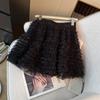 Korean Ballet-Inspired High-Waisted Ruffled Mesh A-Line Layered Skirt for Women, Autumn 2025