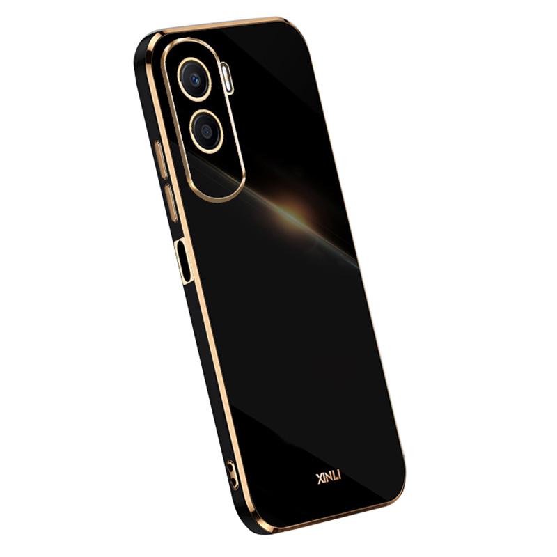 

XINLI Electroplating Phone Case for Honor X50i 5G/90 Lite 5G,Anti-drop TPU Cover Black