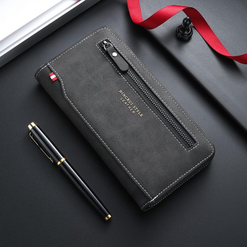 New Fashionable Men s Zipper Wallet Long Multi Slot Large Capacity Functional Zero 20X2.5X10 чёрный