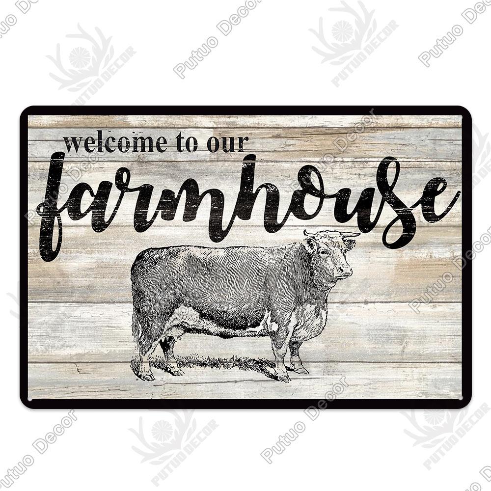 Decor Cow Vintage Tin Sign Retro Metal Sign Decorative Plaque Farm House Shop Garage Wall Decor Cow Posters