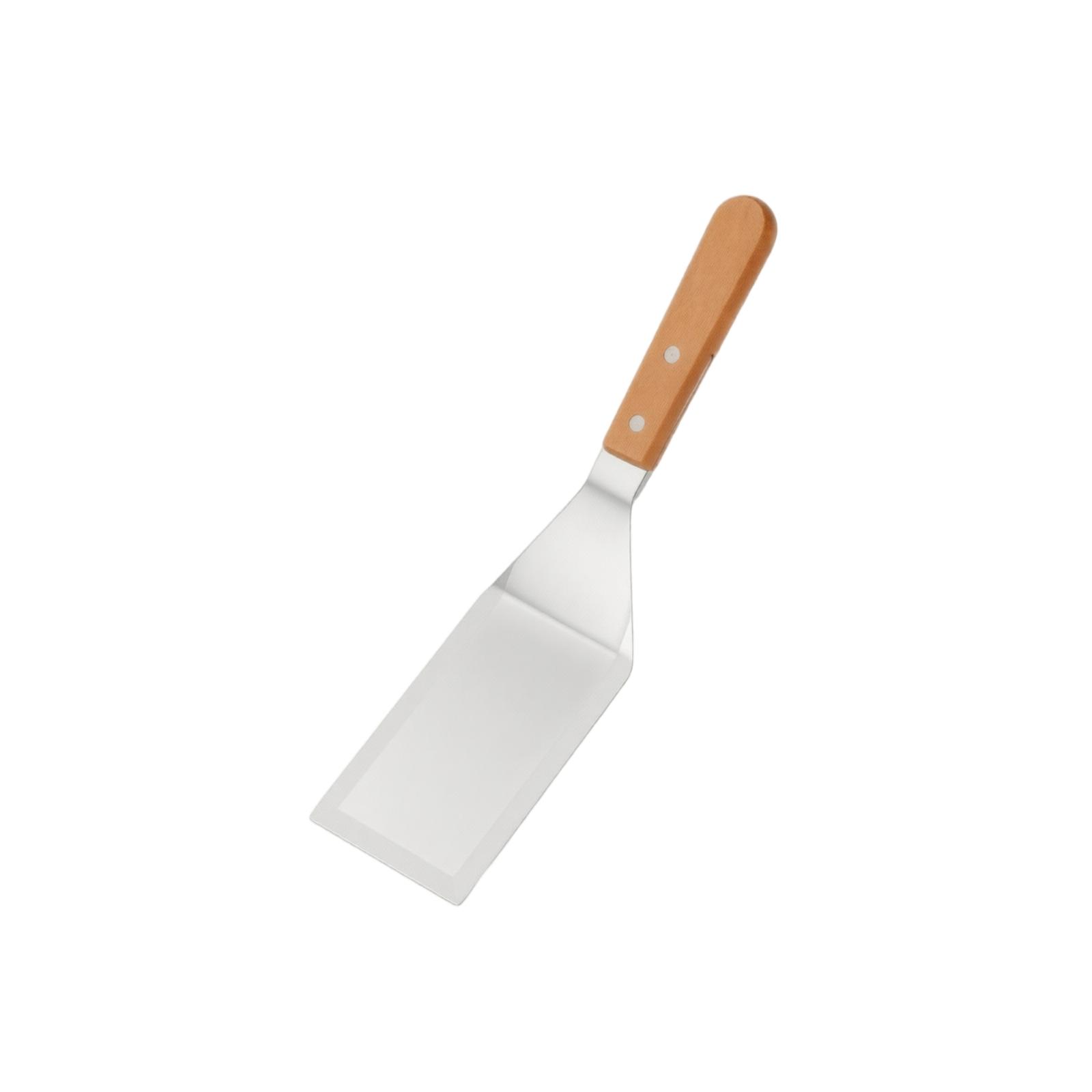 Wood Handle Stainless Steel Three-Edge Spatula Slanted Cooking Turner Griddle Spatula Teppanyaki Turner Kitchen Tool one size
