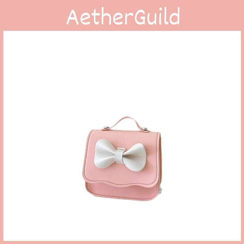Toddler Girl Fashion Mini Crossbody Bag Pu Coin Purse With Butterfly Bow Decor