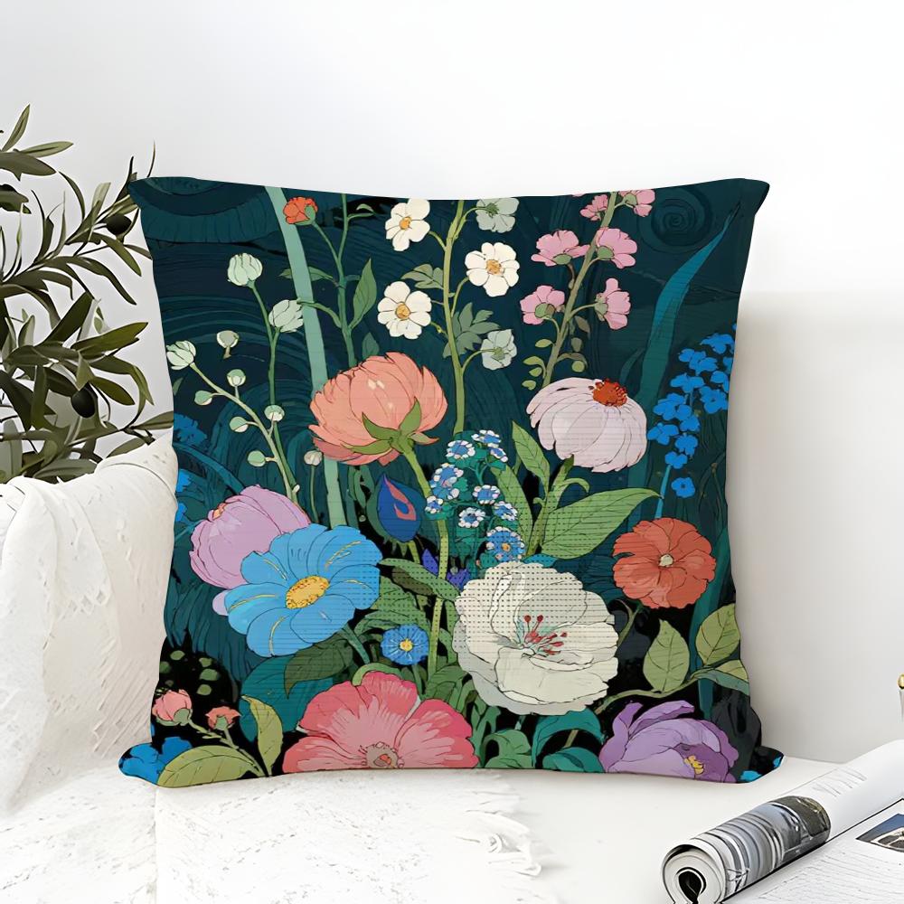Classic Home Decor Floral Painting Pillow Case Linen Pillow Case Sofa Home Decor Cushion Cover Cushion Cove